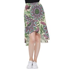 Mandala Flower Frill Hi Low Chiffon Skirt by goljakoff