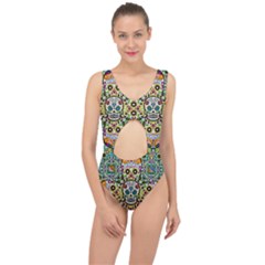 Sugar Skulls Pattern Center Cut Out Swimsuit by ExtraAwesomeSauce