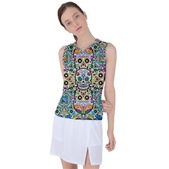 Sugar Skulls Pattern Women s Sleeveless Sports Top by ExtraGoodSauce