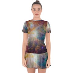 Colorful Galaxy Drop Hem Mini Chiffon Dress by ExtraGoodSauce