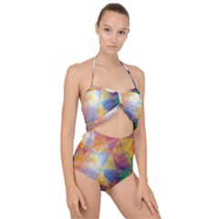 Space Design Scallop Top Cut Out Swimsuit by ExtraGoodSauce