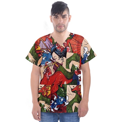 Geisha Geisha Men s V-neck Scrub Top by ExtraGoodSauce