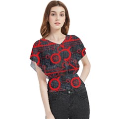 Tech - Red Butterfly Chiffon Blouse