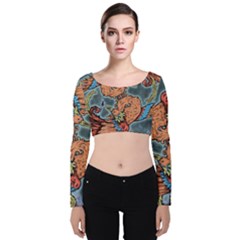 Chinese Phoenix Velvet Long Sleeve Crop Top by ExtraAwesomeSauce