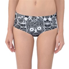 Sugar Skulls Bw Mid-waist Bikini Bottoms by ExtraGoodSauce