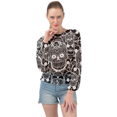 Sugar Skulls Bw Banded Bottom Chiffon Top by ExtraAwesomeSauce