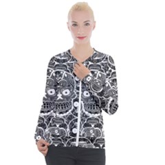 Sugar Skulls Bw Casual Zip Up Jacket by ExtraAwesomeSauce