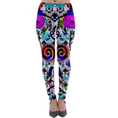 Sugar Skull Pattern 2 Lightweight Velour Leggings by ExtraAwesomeSauce