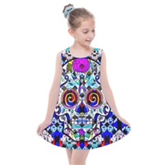 Sugar Skull Pattern 2 Kids  Summer Dress by ExtraGoodSauce