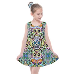 Sugar Skulls Pattern Kids  Summer Dress by ExtraGoodSauce