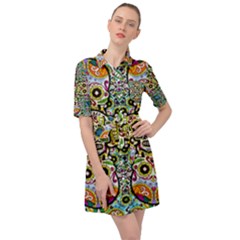 Sugar Skulls Pattern Belted Shirt Dress by ExtraGoodSauce