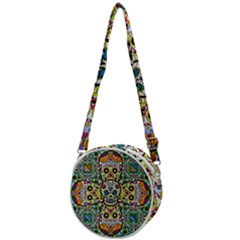 Sugar Skulls Pattern Crossbody Circle Bag by ExtraAwesomeSauce