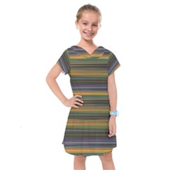 Multicolored Linear Abstract Print Kids  Drop Waist Dress