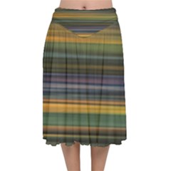 Multicolored Linear Abstract Print Velvet Flared Midi Skirt by dflcprintsclothing