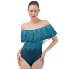 Flat Ocean Waves Palette Off Shoulder Velour Bodysuit  by goljakoff