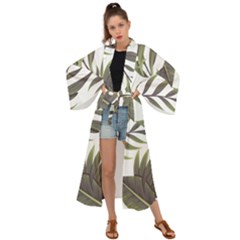 Green Leaves Maxi Kimono by goljakoff