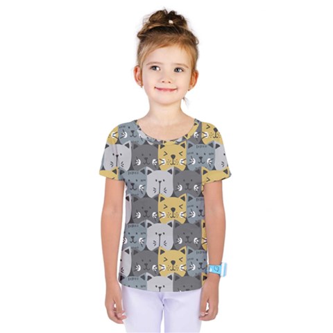 Cute Cat Pattern Kids  One Piece Tee by ExtraGoodSauce