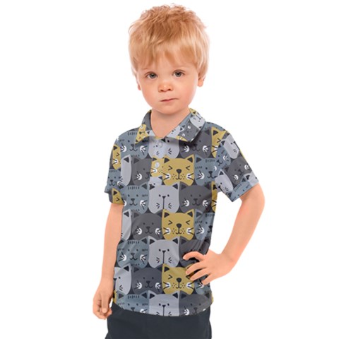 Cute Cat Pattern Kids  Polo Tee by ExtraGoodSauce