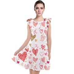 Beautiful Hearts Pattern Cute Cakes Valentine Tie Up Tunic Dress by designsbymallika