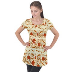 Ornamental Flowers Puff Sleeve Tunic Top by Eskimos