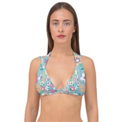 Floral Pattern Double Strap Halter Bikini Top by ExtraGoodSauce