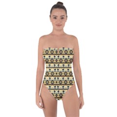 Native American Pattern Tie Back One Piece Swimsuit