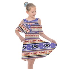 Native American Pattern Kids  Shoulder Cutout Chiffon Dress by ExtraGoodSauce