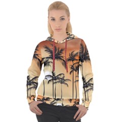 Sunset Palm Trees Beach Summer Women s Overhead Hoodie by ExtraGoodSauce