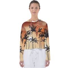 Sunset Palm Trees Beach Summer Women s Slouchy Sweat by ExtraGoodSauce