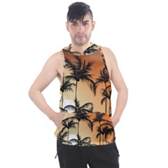 Sunset Palm Trees Beach Summer Men s Sleeveless Hoodie by ExtraGoodSauce