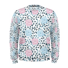 Cute Light Pink And Blue Modern Rose Pattern Men s Sweatshirt by Grafftimi