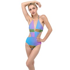 Vaporwave Hack The Planet 4 Plunging Cut Out Swimsuit by WetdryvacsLair