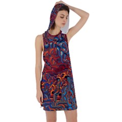 Phoenix In The Rain Abstract Pattern Racer Back Hoodie Dress by CrypticFragmentsDesign