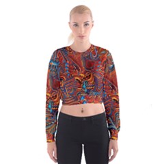 Phoenix Rising Colorful Abstract Art Cropped Sweatshirt by CrypticFragmentsDesign