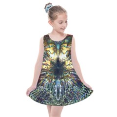 Multicolor Floral Art Copper Patina  Kids  Summer Dress by CrypticFragmentsDesign