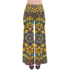 Mandala Faux Artificial Leather Among Spring Flowers So Vintage Palazzo Pants by pepitasart