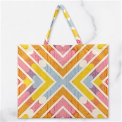 Line Pattern Cross Print Repeat Zipper Large Tote Bag by Dutashop