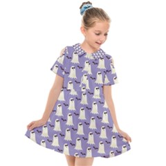 Halloween Ghost Bat Kids  Short Sleeve Shirt Dress by Dutashop