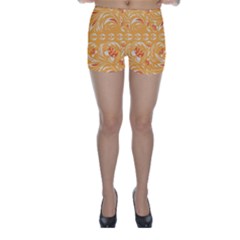 Orange Pattern Skinny Shorts by Eskimos