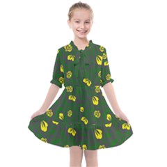 Yellow Flowers Kids  All Frills Chiffon Dress by Eskimos