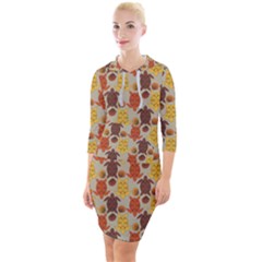 Sea Turtle Sea Life Pattern Quarter Sleeve Hood Bodycon Dress by Dutashop