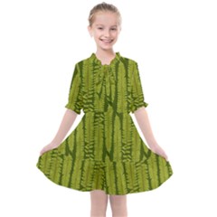 Fern Texture Nature Leaves Kids  All Frills Chiffon Dress by Dutashop