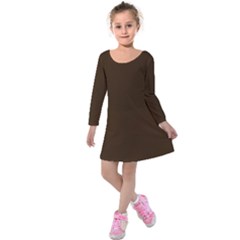 Brunette Brown Kids  Long Sleeve Velvet Dress