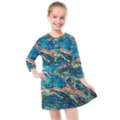 Oceanic Mircoscope  Kids  Quarter Sleeve Shirt Dress by BrenZenCreations