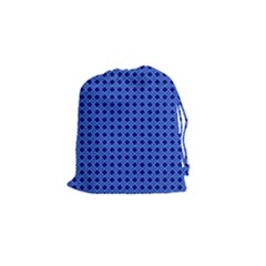 Basket Weave Basket Pattern Blue Drawstring Pouch (small) by Dutashop