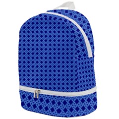 Basket Weave Basket Pattern Blue Zip Bottom Backpack by Dutashop