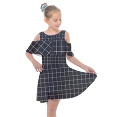 Gray Plaid Kids  Shoulder Cutout Chiffon Dress by goljakoff