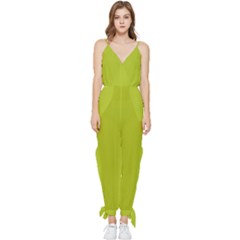 Acid Green Sleeveless Tie Ankle Jumpsuit