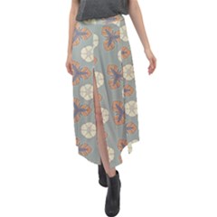 Flowers Leaves  Floristic Pattern Velour Split Maxi Skirt by SychEva