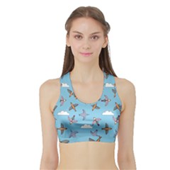 Birds In The Sky Sports Bra With Border by SychEva